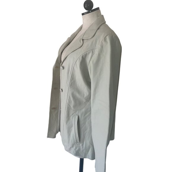 Razo Vintage Womens Jacket Size Large Cream Leather Pockets Casual Mexico - Picture 3 of 16